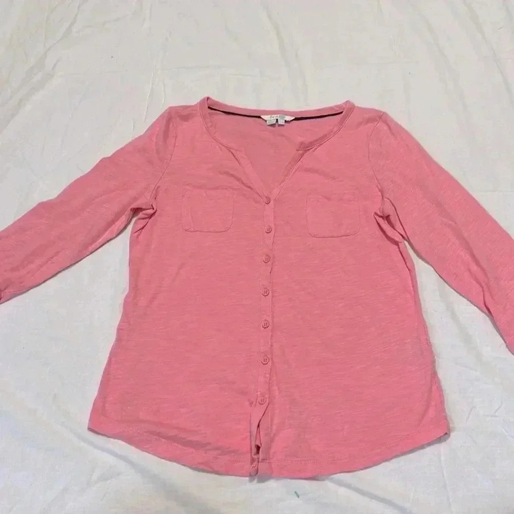 Boden Pink 3/4 sleeve button up shirt front pockets size 4